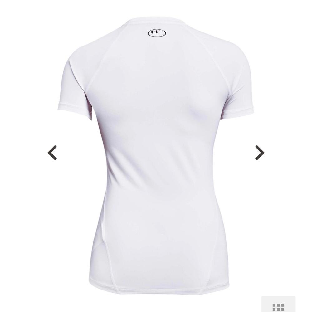 Under Armour HeatGear Compression Short Sleeve Performance Top White Women’s Sm - Picture 12 of 15